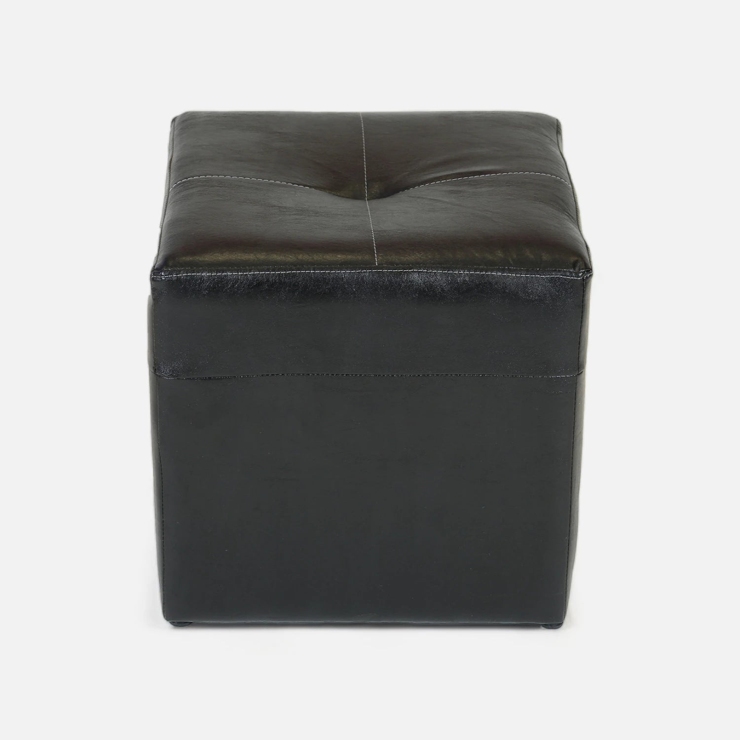 Pouf Cubo - Cuero Sintético PU Negro